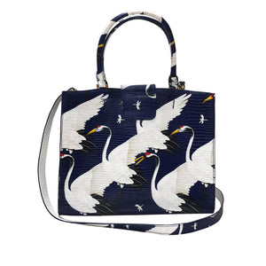 Cara Tote Medium_White Crane Bright_Indigo