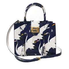 Cara Tote Medium_White Crane Bright_Indigo