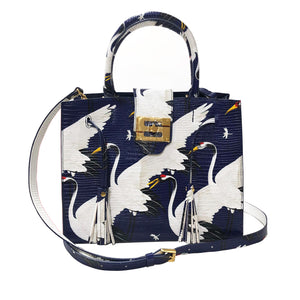 Cara Tote Medium_White Crane Bright_Indigo