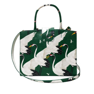 Cara Tote Medium_White Crane Bright_Ivy Green