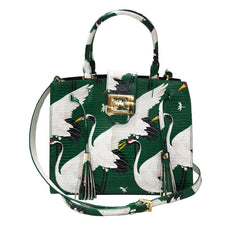 Cara Tote Medium_White Crane Bright_Ivy Green