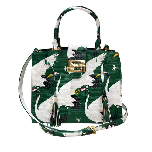 Cara Tote Medium_White Crane Bright_Ivy Green