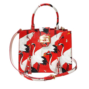 Cara Tote Medium_White Crane Bright_Orange