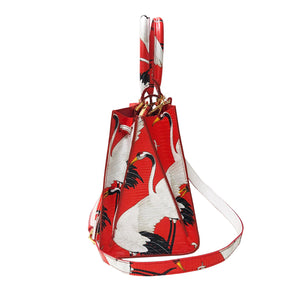 Cara Tote Medium_White Crane Bright_Orange