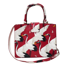 Cara Tote Medium_White Crane Bright_Pomegranate