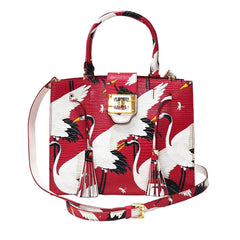 Cara Tote Medium_White Crane Bright_Pomegranate