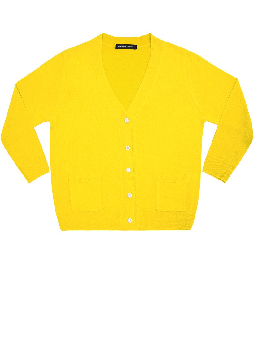 Short | Solid | Chrome Yellow | Front-1 | Cardigan by Samantha Sung