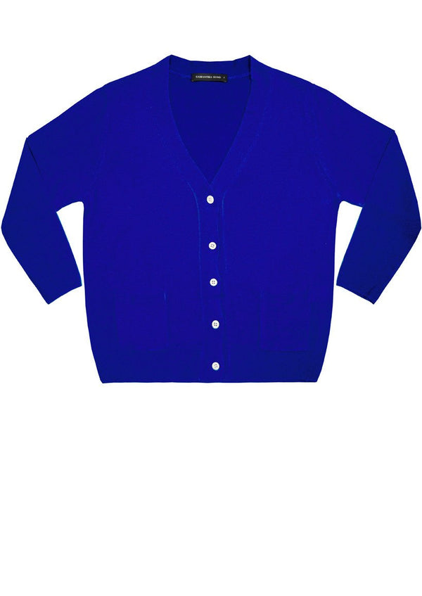 Short | Solid | Cobalt Blue | Front-1 | Cardigan by Samantha Sung