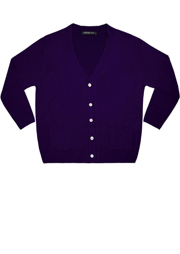 Short | Solid | Royal Purple | Front-1 | Cardigan by Samantha Sung