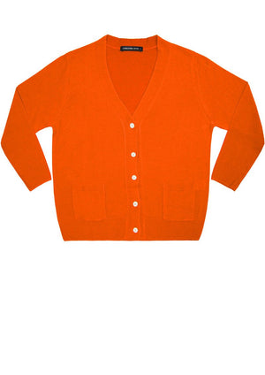 Short | Solid | Orange | Front-1 | Cardigan by Samantha Sung