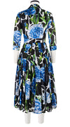 Audrey Dress #4 Shirt Collar 3/4 Sleeve Midi Length Cotton Musola (Carnation Giraffe)