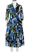 Audrey Dress #4 Shirt Collar 3/4 Sleeve Midi Length Cotton Musola (Carnation Giraffe)