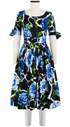 Florance Dress #2 Boat Neck 1/2 Tie Sleeve Long Length Cotton Stretch (Carnation Giraffe)