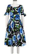 Florance Dress #2 Boat Neck 1/2 Tie Sleeve Long Length Cotton Stretch (Carnation Giraffe)