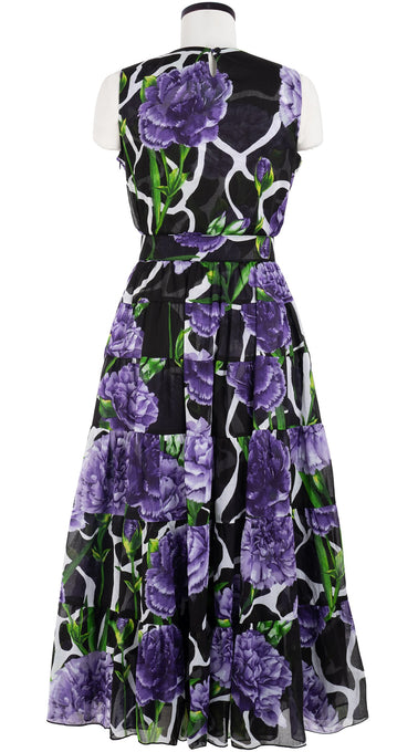 Iris Dress Crew Neck Sleeveless Midi Plus Length Cotton Musola (Carnation Giraffe)