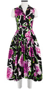 Clara Dress Shirt Collar Sleeveless Long Length Cotton Stretch (Carnation Giraffe)