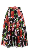 Aster Skirt #1 with Belt Midi Length Cotton Musola (Carnation Giraffe)