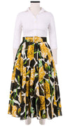 Aster Skirt #1 with Belt Midi Length Cotton Musola (Carnation Giraffe)