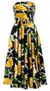 Carol Dress Tube Strapless with Hamilton Belt Midi Length Cotton Stretch (Carnation Giraffe)