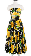 Carol Dress Tube Strapless with Hamilton Belt Midi Plus Length Cotton Stretch (Carnation Giraffe)
