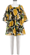Cozette Dress Square Neck 3/4 Sleeve with Hamilton Belt Mini Length Cotton Musola (Carnation Giraffe)