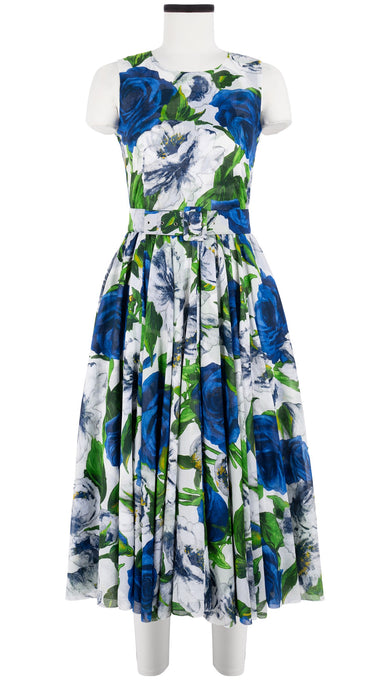 Aster Dress Crew Neck Sleeveless Midi Length Cotton Musola (Casanova Rose All Over Bright)