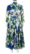 Audrey Dress #4 Shirt Collar 3/4 Sleeve Midi Length Cotton Musola (Casanova Rose All Over Bright)