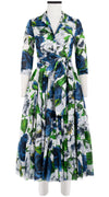 Aster Dress Shirt Collar 3/4 Sleeve Midi Length Cotton Musola (Casanova Rose All Over Bright)