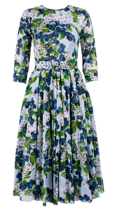 Aster Dress Crew Neck 3/4 Sleeve Midi Length Cotton Musola (Cherry Blossom)
