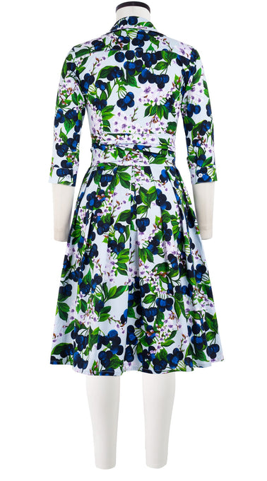 Audrey Dress #1 Shirt Collar 3/4 Sleeve Cotton Stretch (Cherry Blossom)