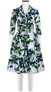 Audrey Dress #1 Shirt Collar 3/4 Sleeve Cotton Stretch (Cherry Blossom)