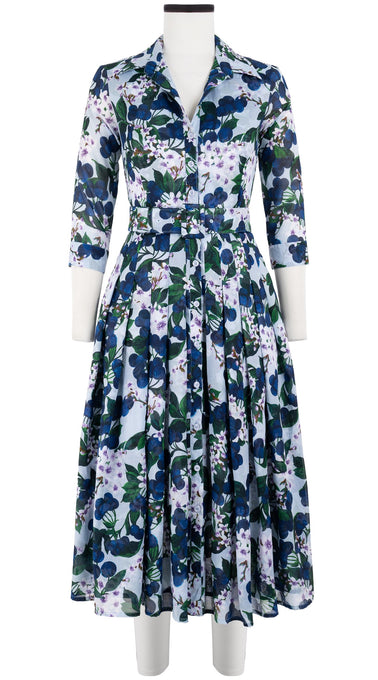 Audrey Dress #4 Shirt Collar 3/4 Sleeve Midi Length Cotton Musola (Cherry Blossom)