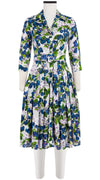 Audrey Dress #4 Shirt Collar 3/4 Sleeve Long Length Cotton Musola (Cherry Blossom)