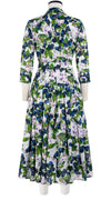Audrey Dress #4 Shirt Collar 3/4 Sleeve Midi Length Cotton Musola (Cherry Blossom)