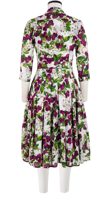 Audrey Dress #4 Shirt Collar 3/4 Sleeve Long Length Cotton Musola (Cherry Blossom)