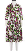 Audrey Dress #4 Shirt Collar 3/4 Sleeve Long Length Cotton Musola (Cherry Blossom)
