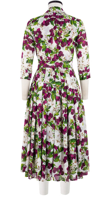 Audrey Dress #4 Shirt Collar 3/4 Sleeve Midi Length Cotton Musola (Cherry Blossom)