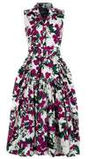 Clara Dress Shirt Collar Sleeveless Long Length Cotton Stretch (Cherry Blossom)