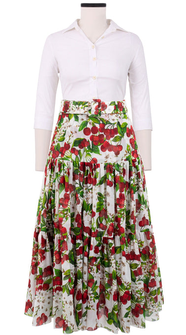 Emma Skirt Midi Plus Length Cotton Musola (Cherry Blossom)