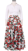 Mia Skirt Midi Plus Length Cotton Musola (Cherry Blossom)