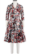 Audrey Dress #2 Shirt Collar 3/4 Sleeve Cotton Stretch (City Lights)