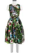 Rose Dress Crew Neck Sleeveless Long Length Linen (Congo Jungle Large)