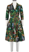 Audrey Dress #1 Shirt Collar 3/4 Sleeve Cotton Stretch (Congo Jungle Small)