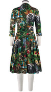 Audrey Dress #3 Shirt Collar 3/4 Sleeve Cotton Stretch (Congo Jungle Small)