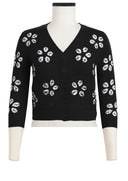 Charlotte Cardigan V Neck 3/4 Sleeve_70% Silk 30% Cashmere (Daisy Shibori)