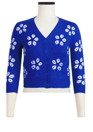 Charlotte Cardigan V Neck 3/4 Sleeve_70% Silk 30% Cashmere (Daisy Shibori)