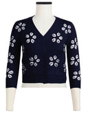 Charlotte Cardigan V Neck 3/4 Sleeve_70% Silk 30% Cashmere (Daisy Shibori)