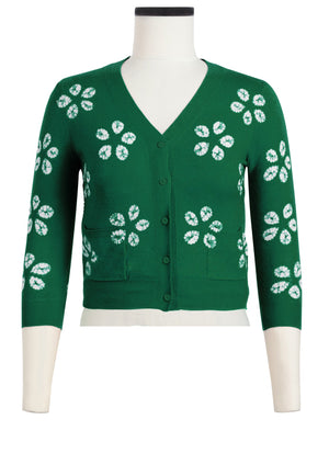 Charlotte Cardigan V Neck 3/4 Sleeve_70% Silk 30% Cashmere (Daisy Shibori)