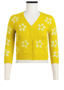 Charlotte Cardigan V Neck 3/4 Sleeve_70% Silk 30% Cashmere (Daisy Shibori)
