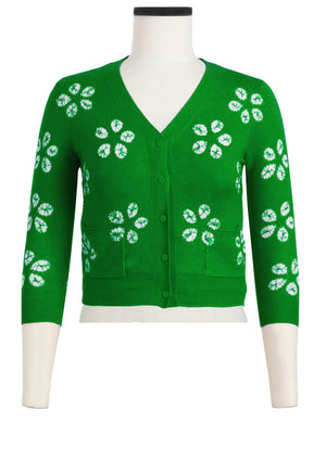 Charlotte Cardigan V Neck 3/4 Sleeve_70% Silk 30% Cashmere (Daisy Shibori)